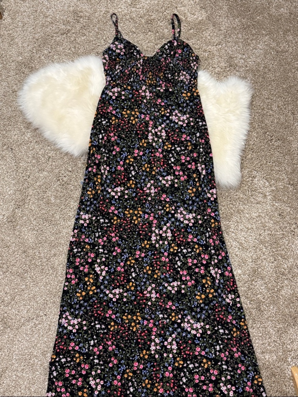 No Boundaries Women’s Muti Color Floral Spaghetti Strap Maxi Black Dress Size S - Picture 6 of 7